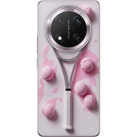 Kompatibel Mobilcover til Honor Honor Magic7 Lite Rosa glaskugler og tennisketsjer i et kreativt stillbillede med legende popfølelse og moderne desig