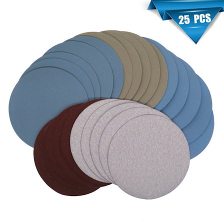 25 stk 125mm våt og tørr sandpapir runde slipeskiver Orbital slipemaskin pads sandpapir ark for metalltre - Korn 1000#2000#3000#4000#5000