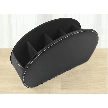 Fjernkontrollholder Organizer Box Med 4 Rom PU Lær Oppbevaring TV Fjernkontrollholdere, børste, blyant, briller