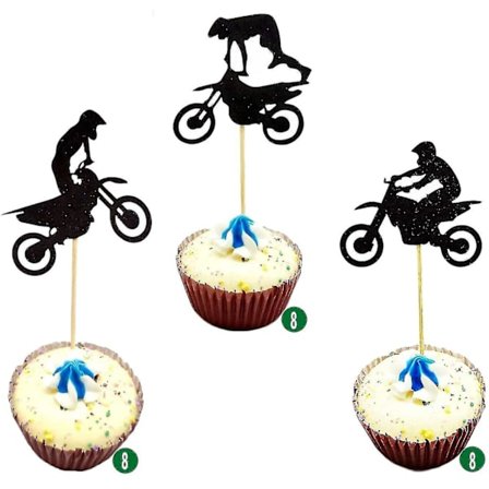 24 Stykker Motorcykel Fødselsdagskage Topper Dekoration Motorcykel Fest Dekoration