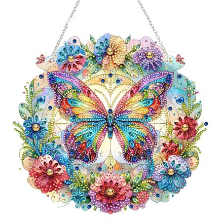 DIY Sommerfugl Diamant Maleri Krans Sæt, Dobbeltsidet Specialformet Rhinestone Kunst med Akryl Diamanter til Væg Vindue Ophængning