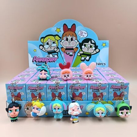 {hw} 24-delt blindboks figur nøkkelring, søt tegneserie nøkkelring med hull