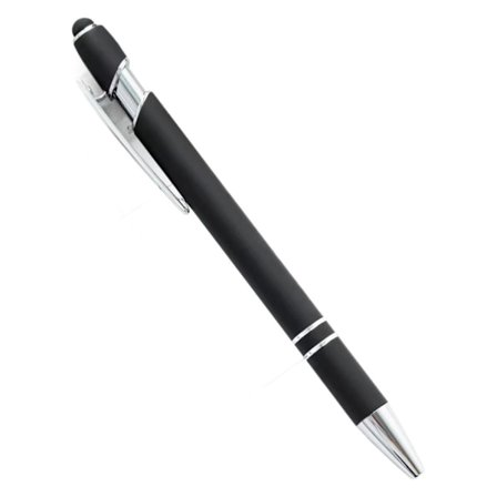 Bribobo 8 Pak Sort Kuglepen 2-i-1 Stylus - Udtrækkelig Metalpen Med Stylusspids til Touchskærme, 1,0 mm Sort Blæk