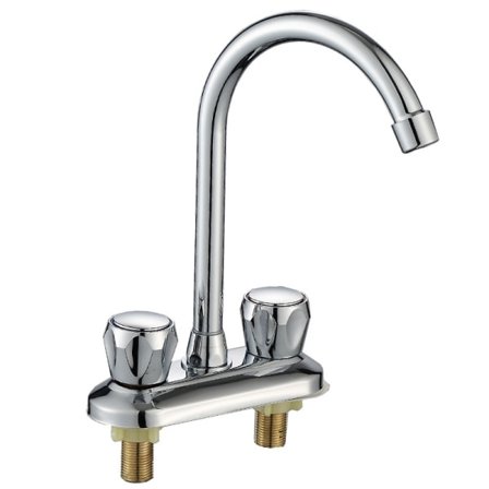 2-grepps köksblandare med hög pip, 360° svängbar rostfri stålrör, 3-håls köksblandare, kommersiell modern borstad