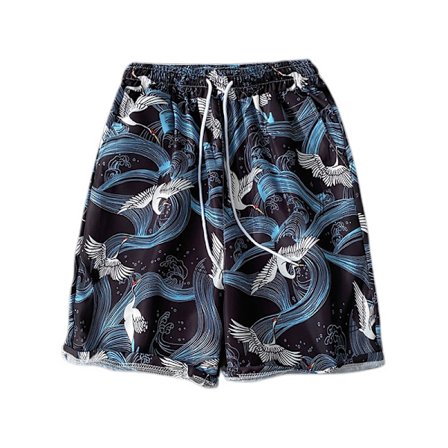 Blommig avslappnad Aloha Hawaiian-shorts för män med platt front - STK012