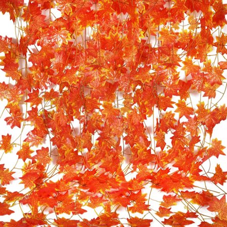 12-pak kunstige efterårsblade Kunstige ahornblade til dekoration 2,4 m efterårsguirlande dekorationer til dekoration