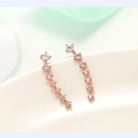 7 Kristaller Öronmanschett Manschettörhängen S925 Sterling Silver Örhängen Hypoallergena Örhängen