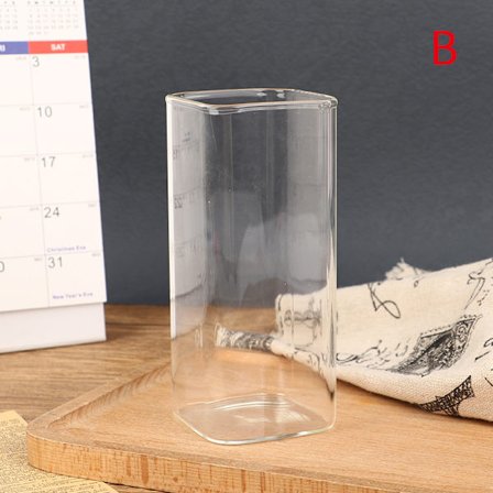 Fyrkantig glasmugg Transparent kaffejuice Mjölkkopp Vatten Drinkw B