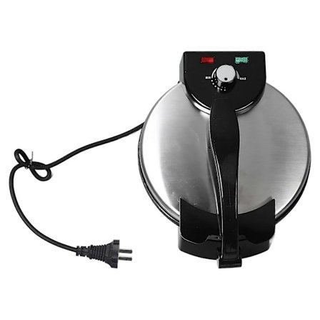 Crêpe Maker 1200W Rustfrit Stål Nonstick Elektrisk Rund Stegeplade med Temperaturkontrol til Æg Pandekager Pizzaer