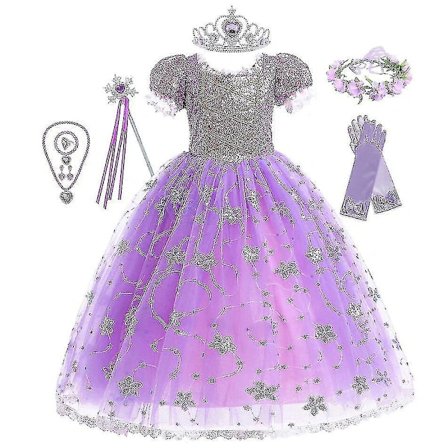 /EA/Elegant lila prinsessan Rapunzel-klänning för flickor 3 år Tag-110