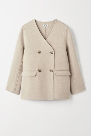 Soft Goat - Double Breasted Blazer - M - Greige