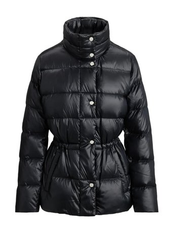 Metallic Quilted Funnelneck Down Coat Black Lauren Ralph Lauren