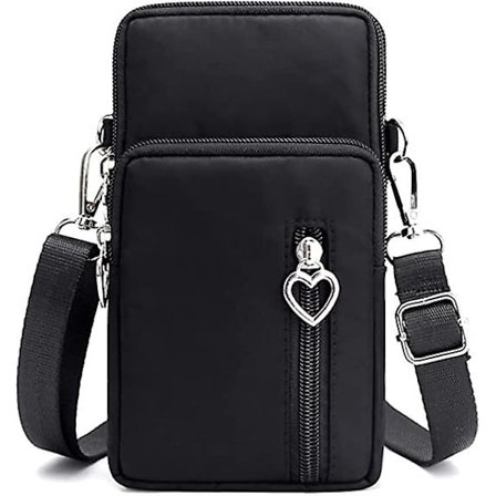 Lille Crossbody Pung Telefon Taske Kvinder Mini Crossbody Pung Mobiltelefon Skuldertaske Sort