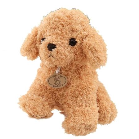 Cartoon söt pudel hund valp plysch fylld docka kramleksak hem prydnad gåva Beige