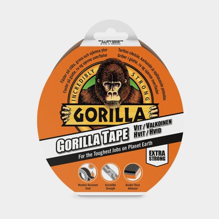 Taśma tkaninowa / srebrna taśma Gorilla Tape, 48 mm x 27 metrów, biała - Jachtowa