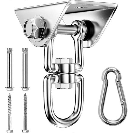 Kraftig Takkrok Rustfritt Stål 450 kg Kapasitet 360 Rotasjon, Kroker Gyngeoppheng med Skruefester for Hengende Stol, Gynge, Yoga Håndkle, Pun...