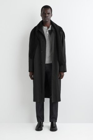 COS Men's T-Shirt Henley A Coste Con Vestibilità Slim in Grigio