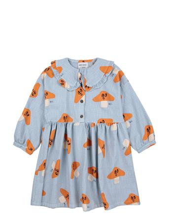 Mr. Mushroom All Woven Dress Dresses & Skirts Dresses Casual Dresses Long-sleeved Casual Dresses Blå Bobo Choses*Betinget Tilbud