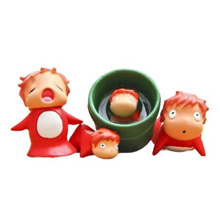 4 kpl/setti Action Figurine Diy Toiminto Cartoon Mielenkiintoiset Ilmeet Ponyos Mallin Hahmo Leikki Kotiin Kaesi 4pcs