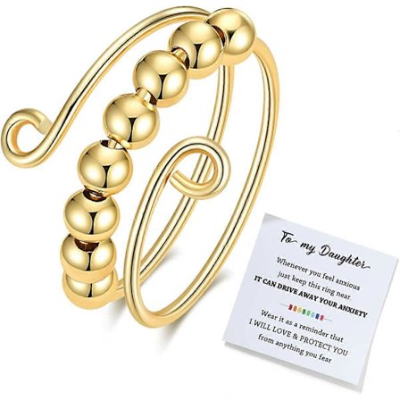 Till Min Dotter Fidget Ring för Ångest, Fidget Ringar för Ångest för Kvinnor, Justerbar Stapelbar Ångestlindrande Regnbåge Fidget Ring Smycken Gåvor