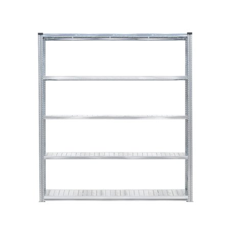 Galvanised shelving TRANSFORM, basic unit, 5 shelves, 2500x1800x400 mm