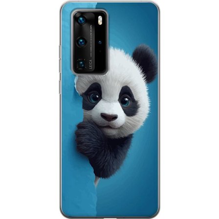 Kompatibelt Mobildeksel til Huawei Huawei P40 Pro Søt panda som ser ut gjennom papir i en myk 3D-illustrasjon