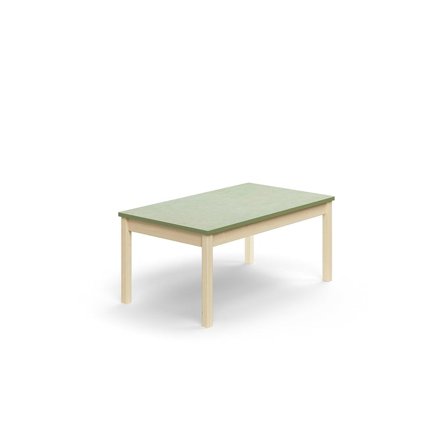 Bord DECIBEL, L1200 B700 H530 mm, lyddempende linoleum, bjørk/grågrønn
