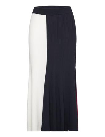 Rwb Colour Block Rib Maxi Skirt Patterned Tommy Hilfiger