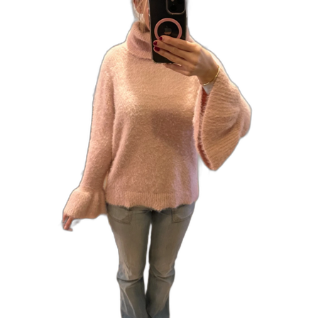 Ljusrosa fluffig polotröja