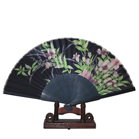 Viuhka - Itämaiset tuulet [M21] - Tummansiniset vaaleanpunaiset/violetit kukat