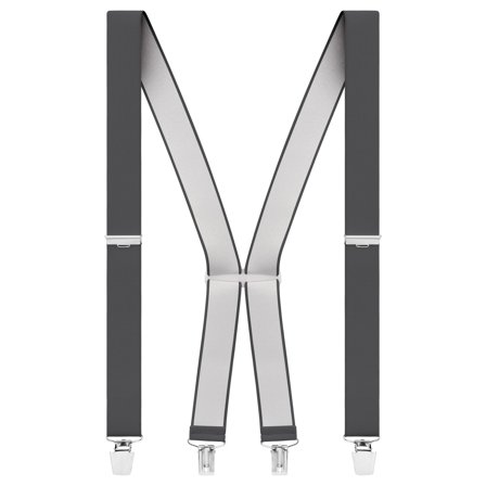 Tirantes de clip en gris grafito sólido para hombres - Tirantes con clip