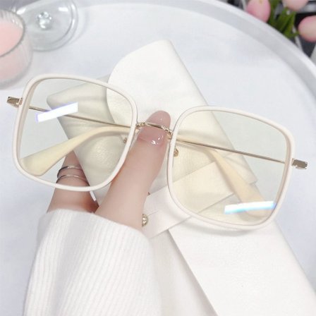 Anti-Blue Light Glasses Square Eyeglasses BEIGE