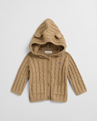 GANT - Kabelstrikket cardigan i bomull til baby dark khaki