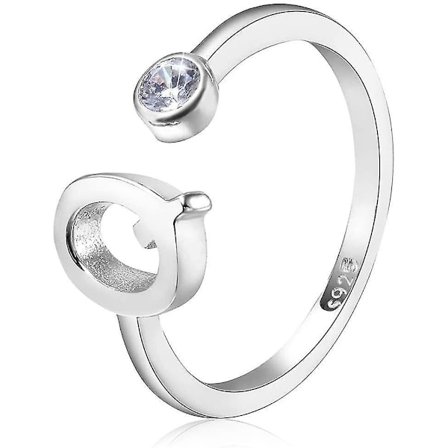 925 Sterling Silver Adjustable Initial Rings For Women A-z Stackable Alphabet