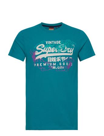 Vintage Vl Narrative Tee T-shirts Short-sleeved Blå Superdry*Betinget Tilbud