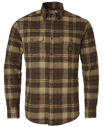 Chevalier Heron Flannel Shirt Men Soil Brown Checked