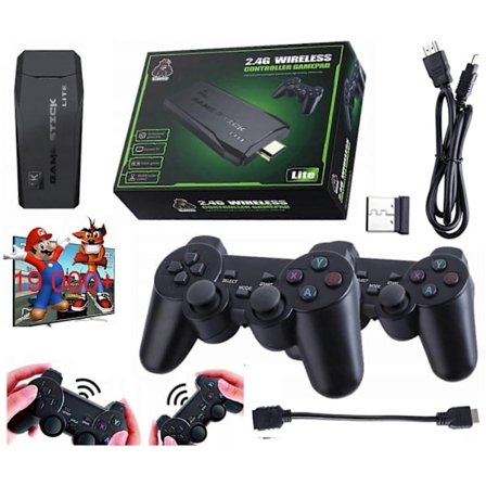 Trådlös 4K HD TV-Retro Spel m Hdmi Stick Anslutning o 20000 Spel