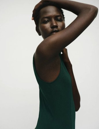 Mango Godet Dress With A Perkins Collar - Green - XS