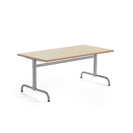 Bord PLURAL, 1400x700x600 mm, linoleum, beige, sølv