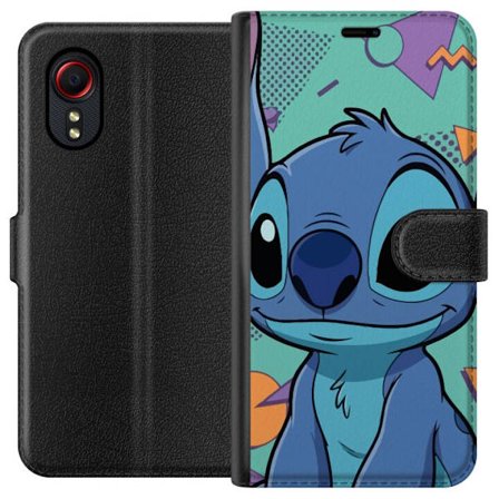 Kompatibelt Plånboksfodral till Samsung Samsung Galaxy Xcover 5 Färgstark tecknad blå karaktär med stora ögon, geometriska former och retroinspir