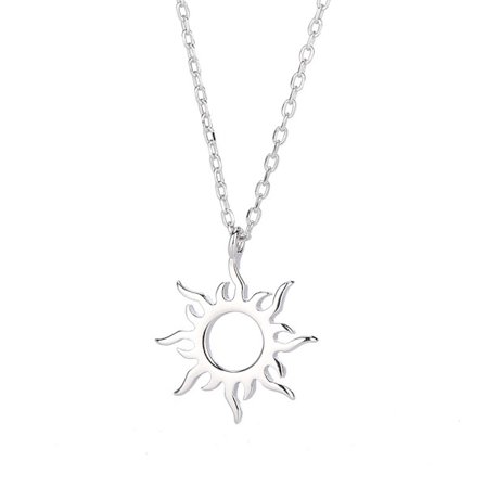 Sol Halskæde Sterling Sølv Sol Vedhæng med 22”+2” Rustfrit Stål Kæde Gave til Mænd Kvinder