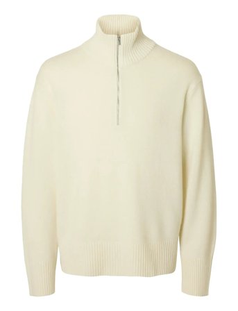 Slhcalle Relaxed Cashmere Blend Half Zip Cream Selected