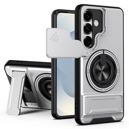 Mobilskal till Galaxy S25 Plus MagSafe med Camera Lens Slider Ringhållare Silver