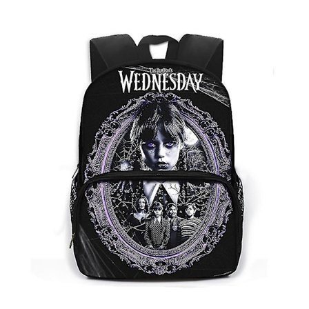 The Addams Family Wednesday Addams Tema Ryggsäck Bekväm Ryggsäck Skolväska Med Tvåvägs Blixtlås