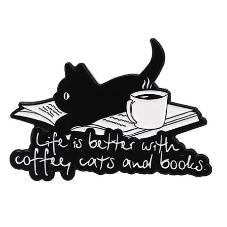 Dream Life Enamel Lapel Pins Custom Cartoon Cute Coffee Black Cat Brooch Clothes Badge Bag Jewelry Gifts For Friends Wholesale