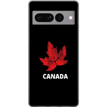 Kompatibelt Mobildeksel til Google Google Pixel 7 Pro Grafisk lønnebladsymbol i rødt mot svart bakgrunn med tydelig kanadisk referanse og minimalist