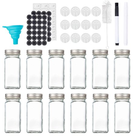 12 stk. Krydderiglas, 120 ml firkantede krydderiglas, transparente krydderiglas -FS-