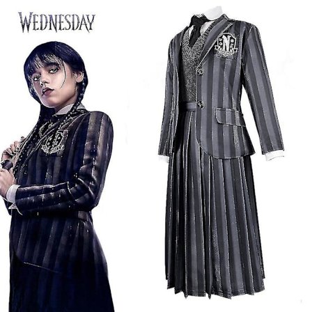 Wednesday Addams Deluxe Kostyme Sett Nevermore Uniform Antrekk Kvinner Fancy Up