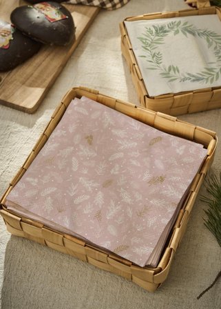 Ib Laursen Serviett Rosa Bladmønster 50stk