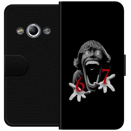 Yhteensopiva Lompakkokotelo Samsung Galaxy Xcover 3 67 meme kauhukasvot musta punainen kauhureliefi kuusi seitsemän meme viraali ilmiö ikoninen ilme